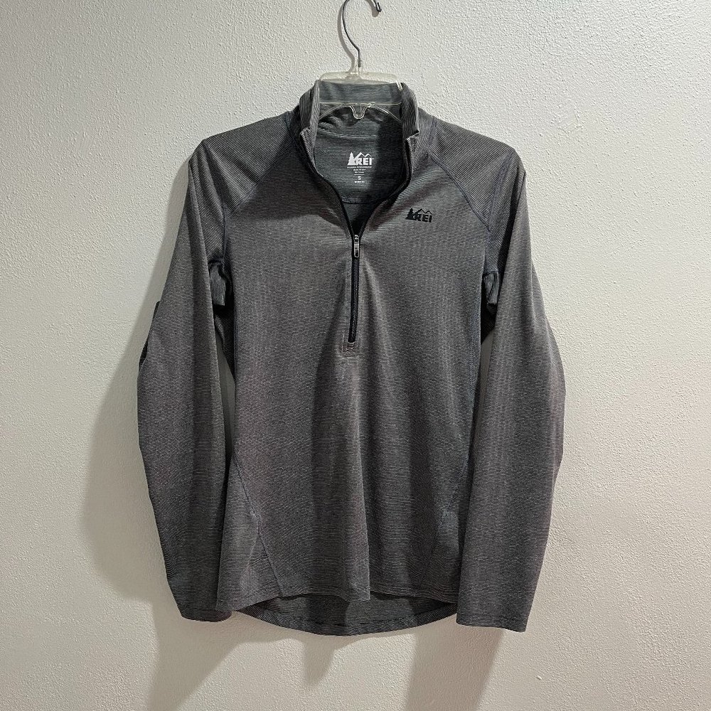 REI Women's Gray Mini-Striped 1/2-Zip Long-Sleeve Top - Size S